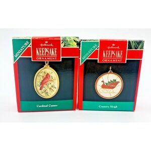 Hallmark Keepsake Ornament 1991 Cardinal Cameo Enamel and Country Sleigh